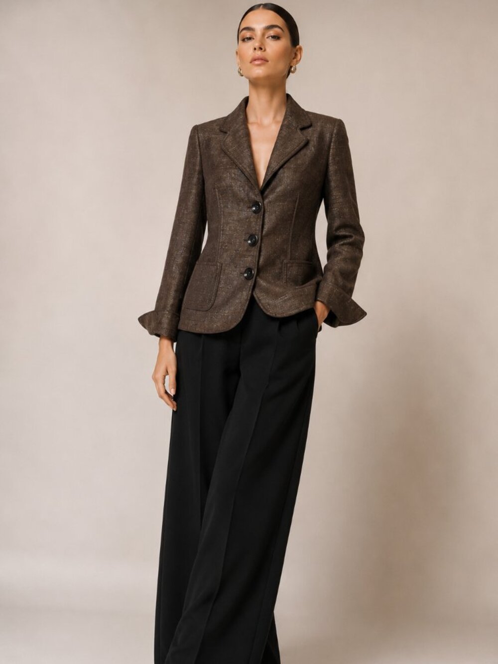 Vintage 'Escada' Brown Textured Blazer Size 40 Tailored Designer Jacket